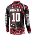 Personalized Essendon Bombers Rugby Button Sweatshirt Aboriginal Dot Art - Dreamtime Football Mascot