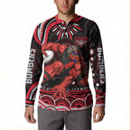 Personalized Essendon Bombers Rugby Button Sweatshirt Aboriginal Dot Art - Dreamtime Football Mascot