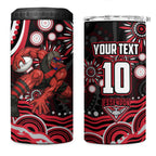Personalized Essendon Bombers Rugby 4 in 1 Can Cooler Tumbler Aboriginal Dot Art - Dreamtime Football Mascot