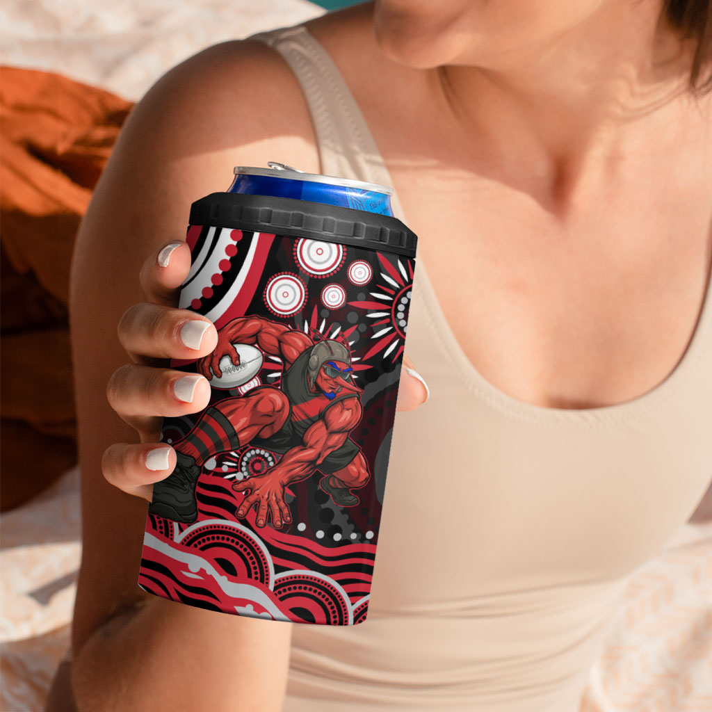 Personalized Essendon Bombers Rugby 4 in 1 Can Cooler Tumbler Aboriginal Dot Art - Dreamtime Football Mascot