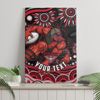 Personalized Essendon Bombers Rugby Canvas Wall Art Aboriginal Dot Art - Dreamtime Football Mascot