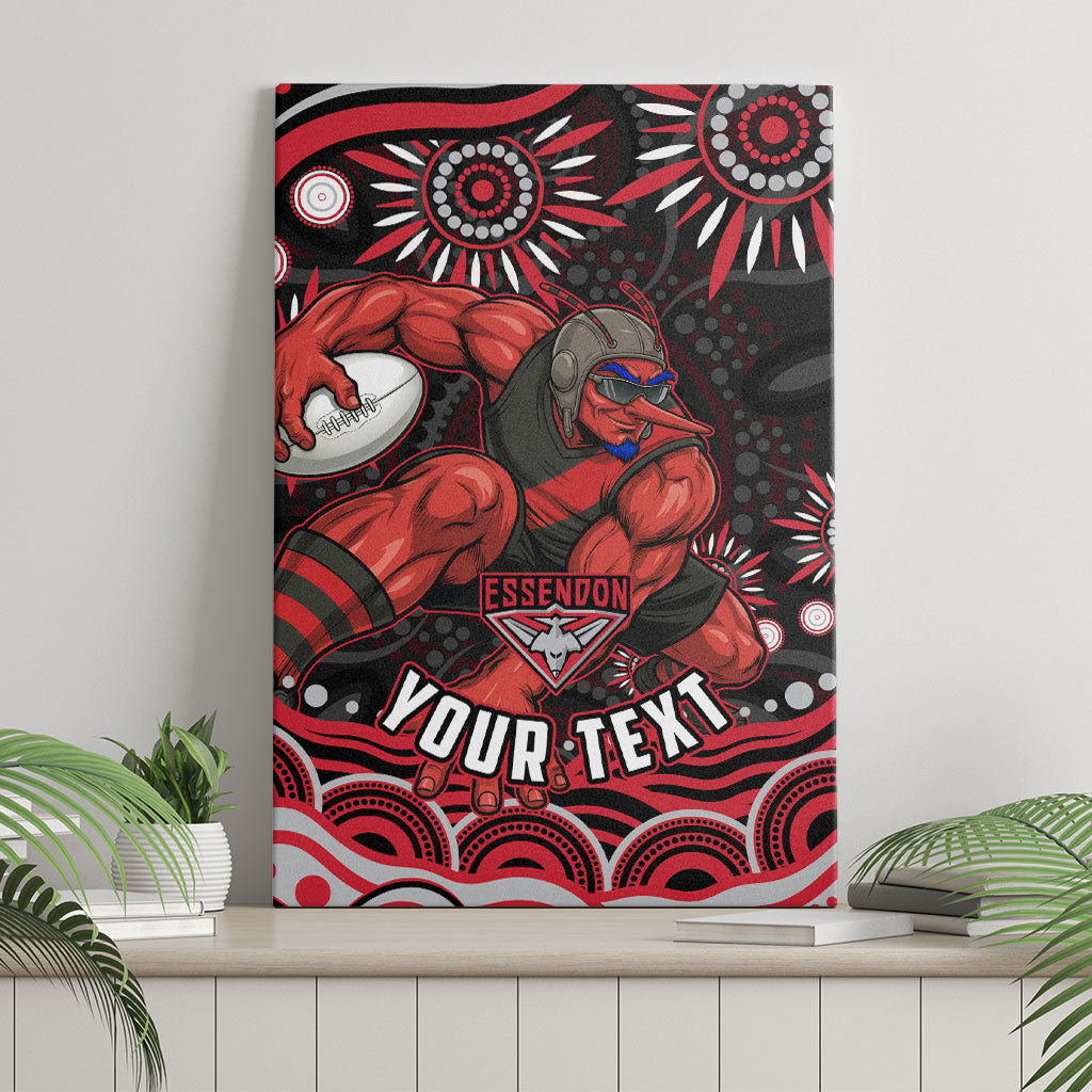 Personalized Essendon Bombers Rugby Canvas Wall Art Aboriginal Dot Art - Dreamtime Football Mascot