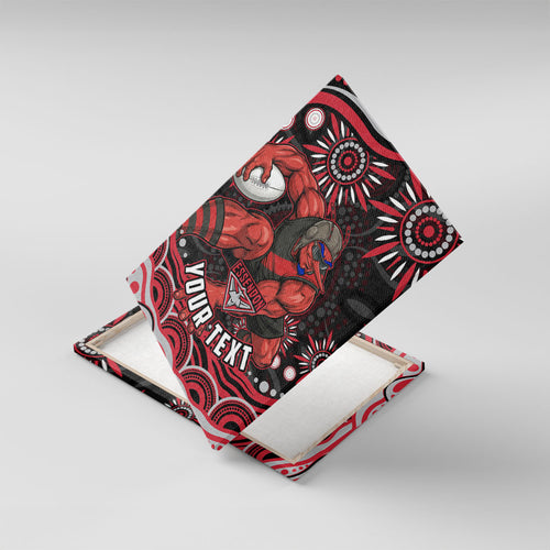 Personalized Essendon Bombers Rugby Canvas Wall Art Aboriginal Dot Art - Dreamtime Football Mascot