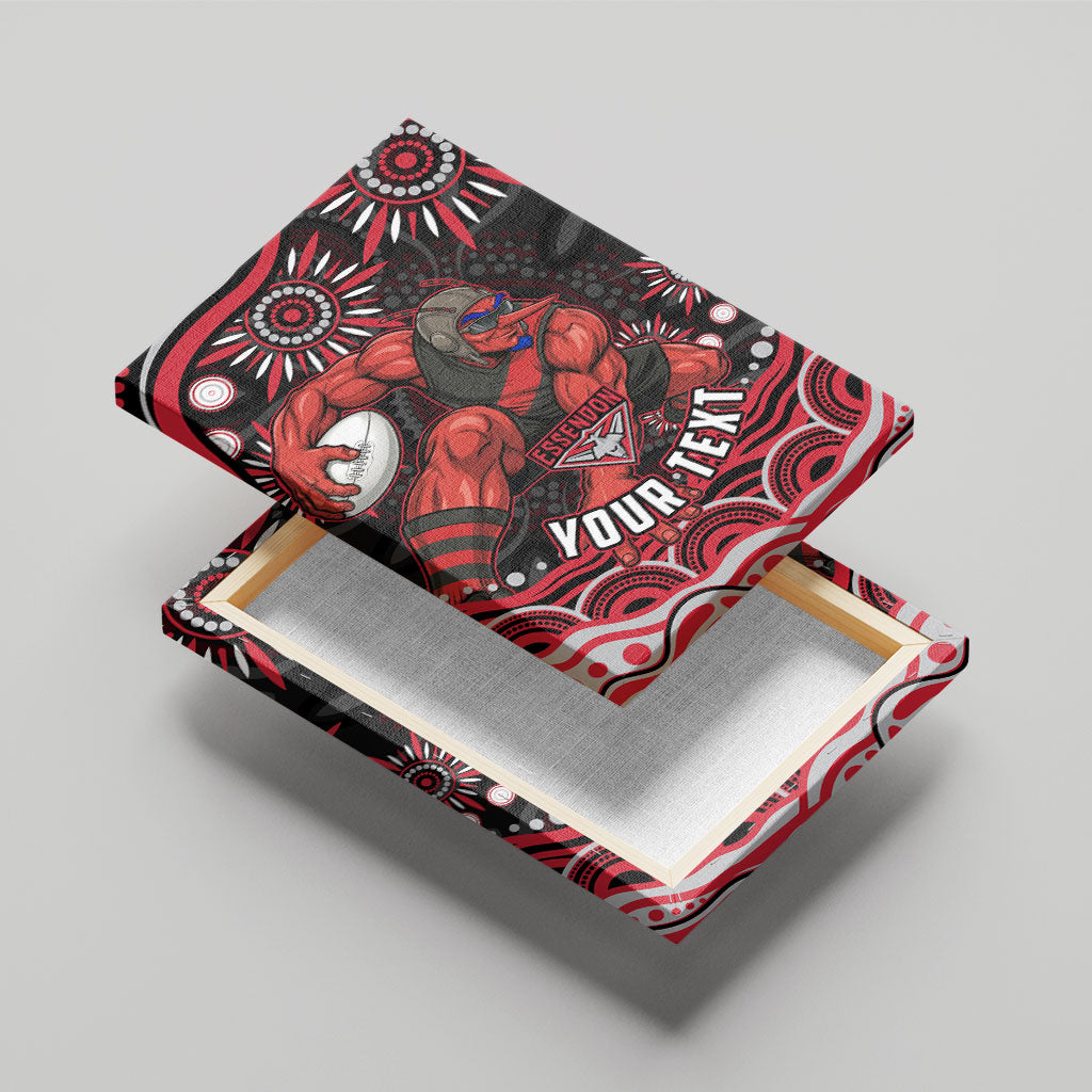 Personalized Essendon Bombers Rugby Canvas Wall Art Aboriginal Dot Art - Dreamtime Football Mascot