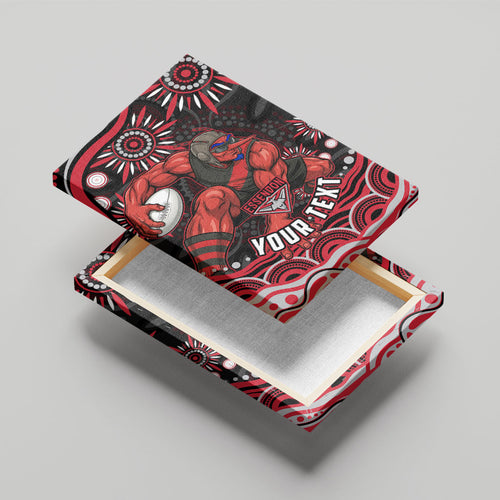 Personalized Essendon Bombers Rugby Canvas Wall Art Aboriginal Dot Art - Dreamtime Football Mascot