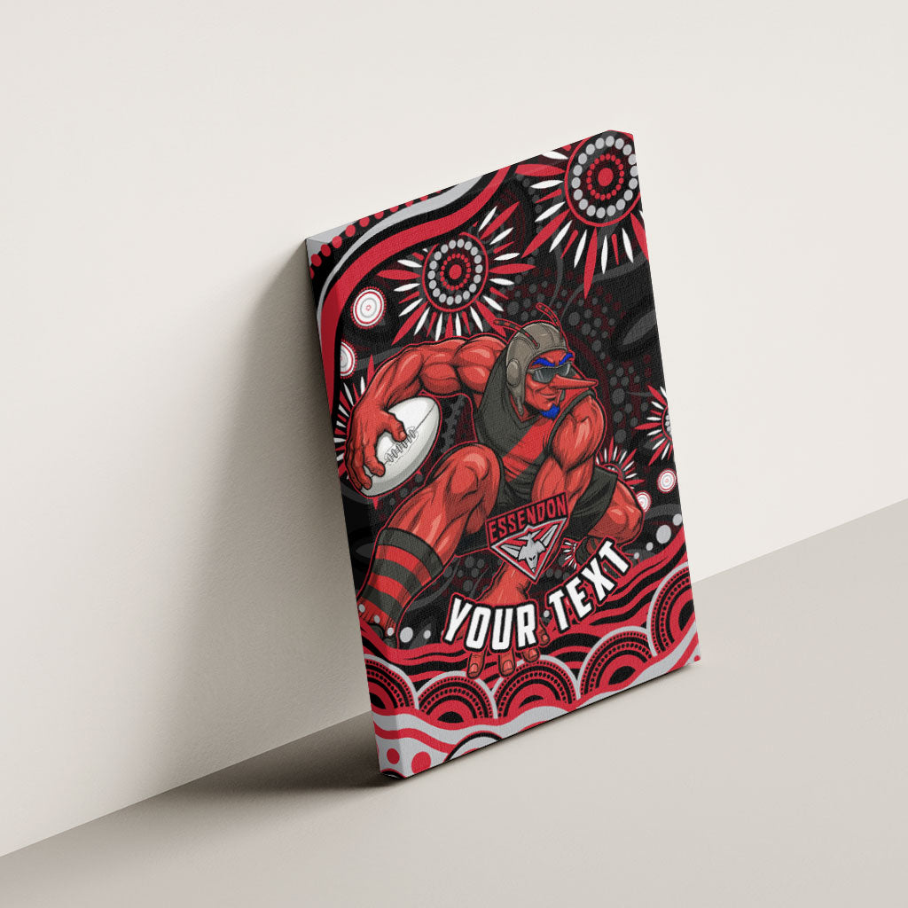 Personalized Essendon Bombers Rugby Canvas Wall Art Aboriginal Dot Art - Dreamtime Football Mascot