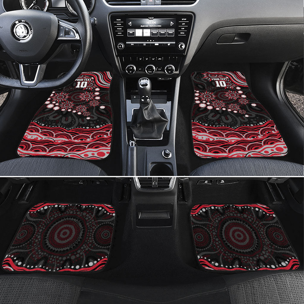 Personalized Essendon Bombers Rugby Car Mats Aboriginal Dot Art - Dreamtime Football Mascot