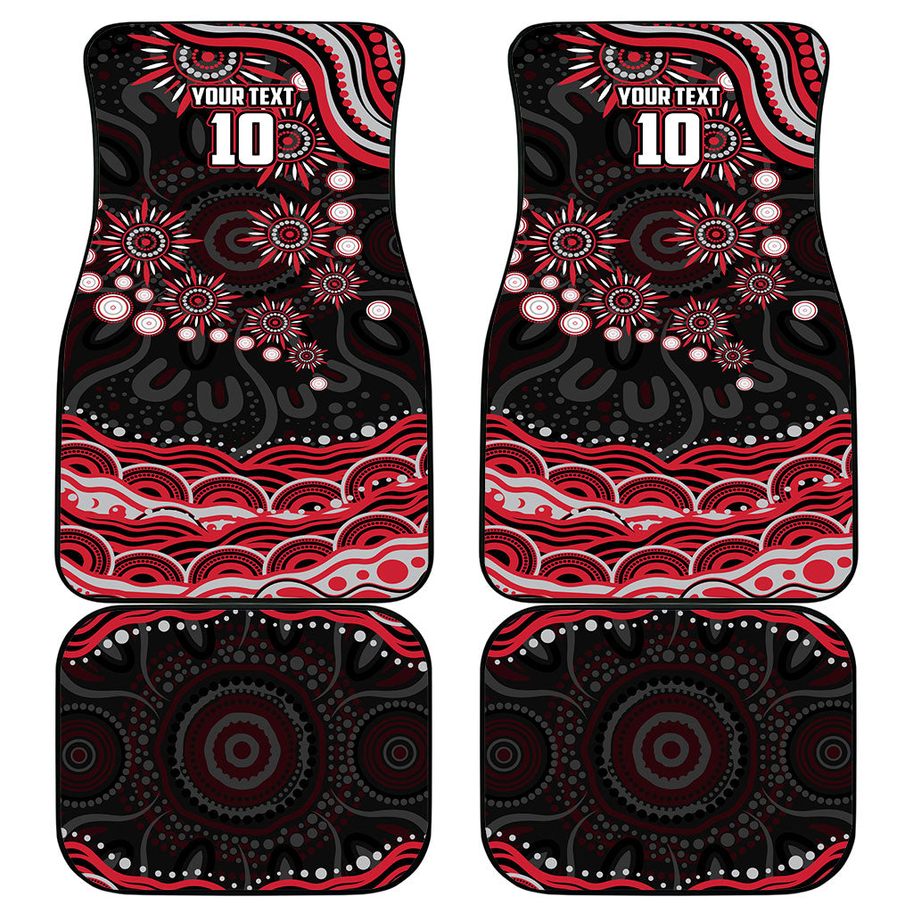 Personalized Essendon Bombers Rugby Car Mats Aboriginal Dot Art - Dreamtime Football Mascot