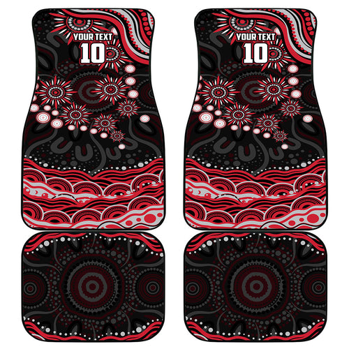 Personalized Essendon Bombers Rugby Car Mats Aboriginal Dot Art - Dreamtime Football Mascot