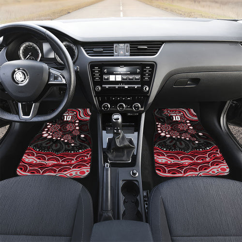 Personalized Essendon Bombers Rugby Car Mats Aboriginal Dot Art - Dreamtime Football Mascot