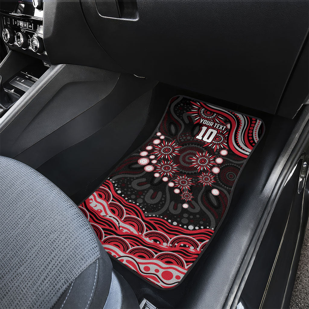 Personalized Essendon Bombers Rugby Car Mats Aboriginal Dot Art - Dreamtime Football Mascot