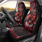 Personalized Essendon Bombers Rugby Car Seat Cover Aboriginal Dot Art - Dreamtime Football Mascot