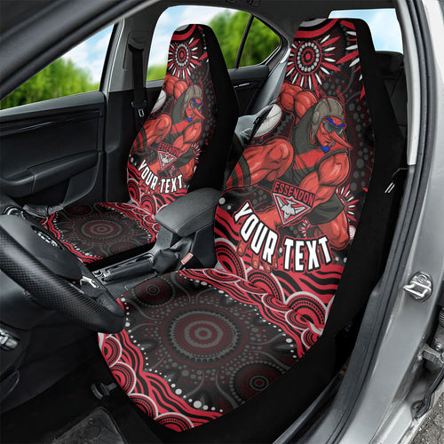 Personalized Essendon Bombers Rugby Car Seat Cover Aboriginal Dot Art - Dreamtime Football Mascot