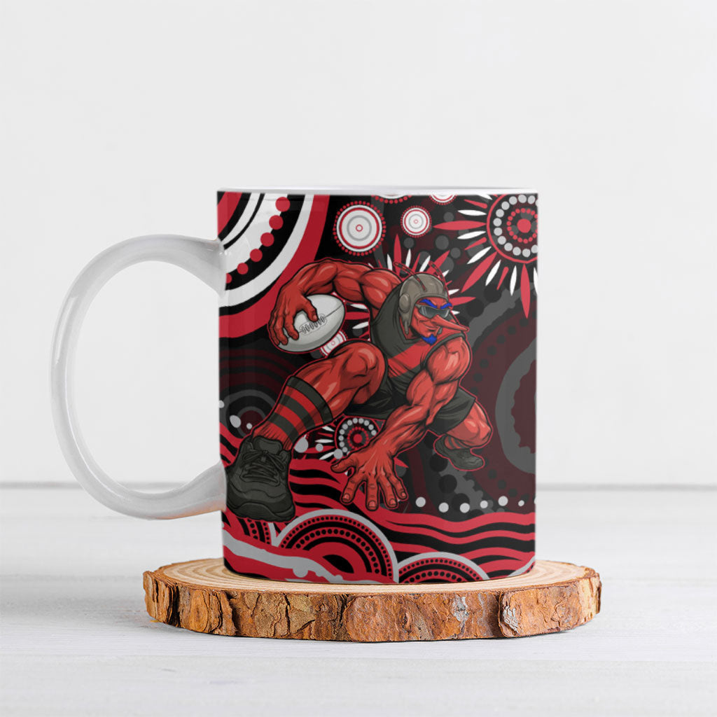 Personalized Essendon Bombers Rugby Ceramic Mug Aboriginal Dot Art - Dreamtime Football Mascot