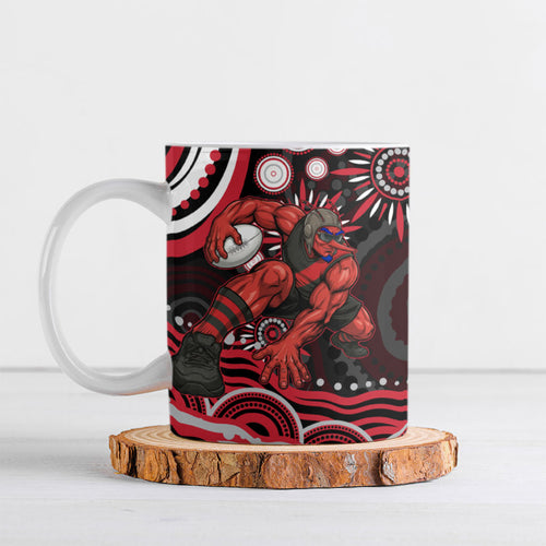 Personalized Essendon Bombers Rugby Ceramic Mug Aboriginal Dot Art - Dreamtime Football Mascot
