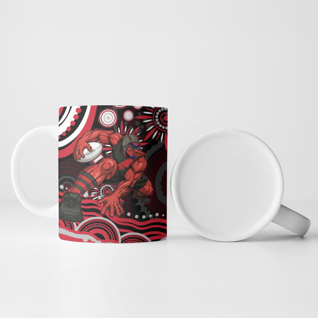 Personalized Essendon Bombers Rugby Ceramic Mug Aboriginal Dot Art - Dreamtime Football Mascot
