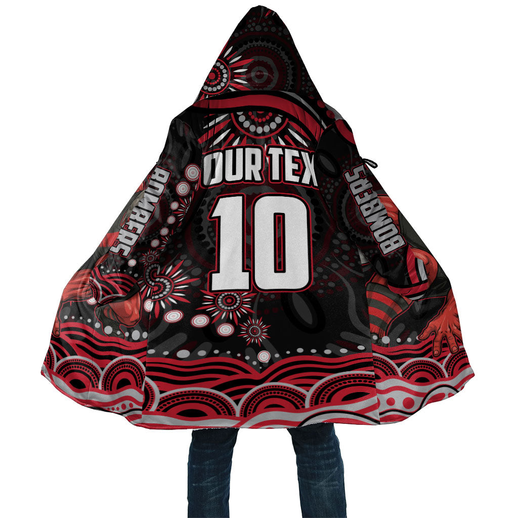 Personalized Essendon Bombers Rugby Cloak Aboriginal Dot Art - Dreamtime Football Mascot