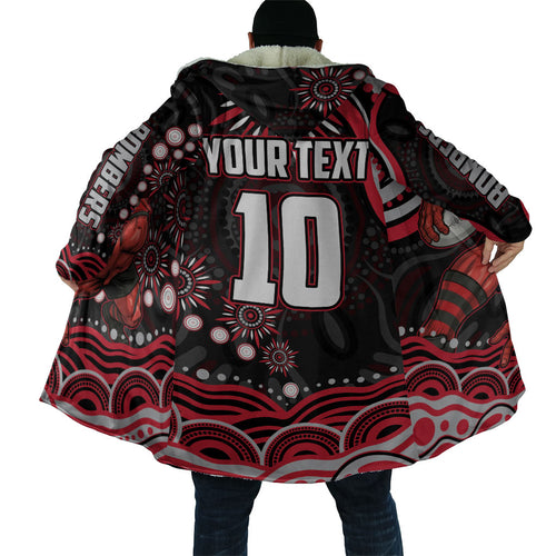 Personalized Essendon Bombers Rugby Cloak Aboriginal Dot Art - Dreamtime Football Mascot