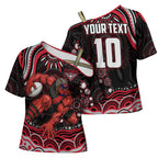 Personalized Essendon Bombers Rugby Cross Shoulder Shirt Aboriginal Dot Art - Dreamtime Football Mascot