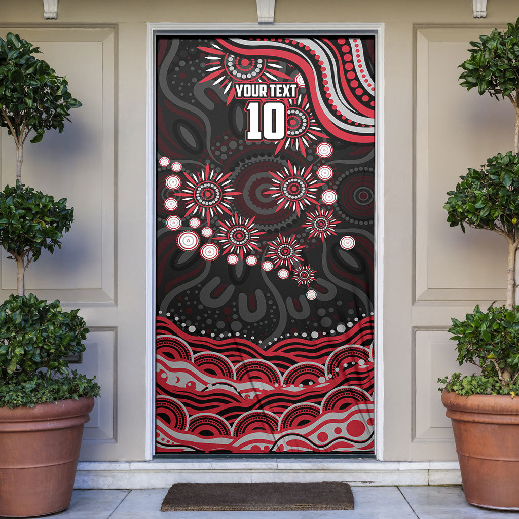 Personalized Essendon Bombers Rugby Door Cover Aboriginal Dot Art - Dreamtime Football Mascot
