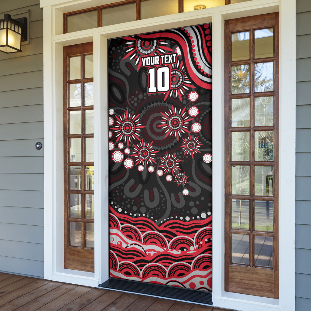 Personalized Essendon Bombers Rugby Door Cover Aboriginal Dot Art - Dreamtime Football Mascot