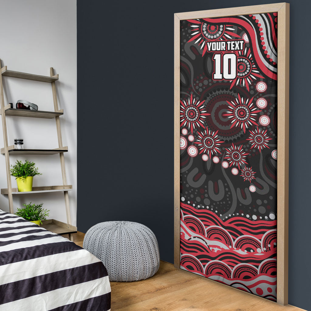 Personalized Essendon Bombers Rugby Door Cover Aboriginal Dot Art - Dreamtime Football Mascot