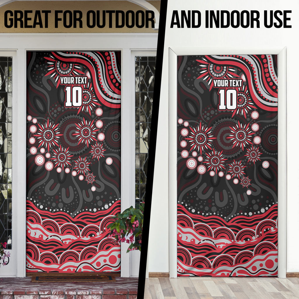 Personalized Essendon Bombers Rugby Door Cover Aboriginal Dot Art - Dreamtime Football Mascot