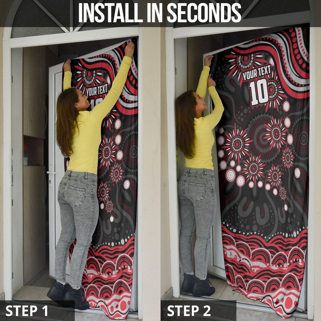 Personalized Essendon Bombers Rugby Door Cover Aboriginal Dot Art - Dreamtime Football Mascot