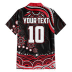 Personalized Essendon Bombers Rugby Family Matching Mermaid Dress and Hawaiian Shirt Aboriginal Dot Art - Dreamtime Football Mascot