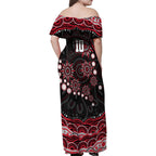 Personalized Essendon Bombers Rugby Family Matching Off Shoulder Maxi Dress and Hawaiian Shirt Aboriginal Dot Art - Dreamtime Football Mascot