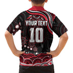 Personalized Essendon Bombers Rugby Family Matching Off Shoulder Short Dress and Hawaiian Shirt Aboriginal Dot Art - Dreamtime Football Mascot