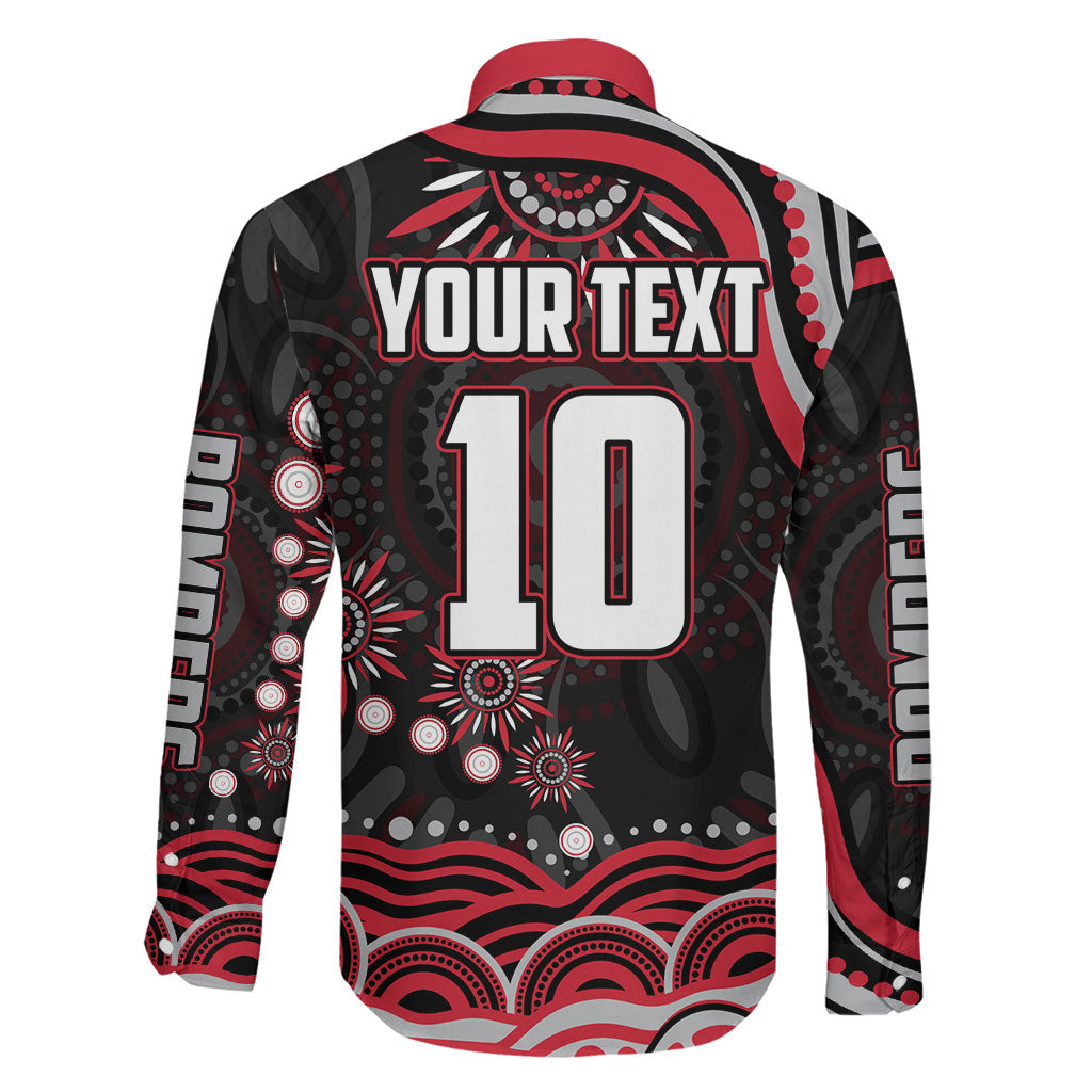 Personalized Essendon Bombers Rugby Family Matching Off Shoulder Short Dress and Hawaiian Shirt Aboriginal Dot Art - Dreamtime Football Mascot