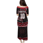 Personalized Essendon Bombers Rugby Family Matching Puletasi and Hawaiian Shirt Aboriginal Dot Art - Dreamtime Football Mascot