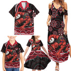 Personalized Essendon Bombers Rugby Family Matching Summer Maxi Dress and Hawaiian Shirt Aboriginal Dot Art - Dreamtime Football Mascot