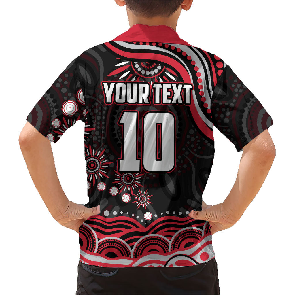 Personalized Essendon Bombers Rugby Family Matching Summer Maxi Dress and Hawaiian Shirt Aboriginal Dot Art - Dreamtime Football Mascot