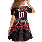 Personalized Essendon Bombers Rugby Family Matching Summer Maxi Dress and Hawaiian Shirt Aboriginal Dot Art - Dreamtime Football Mascot