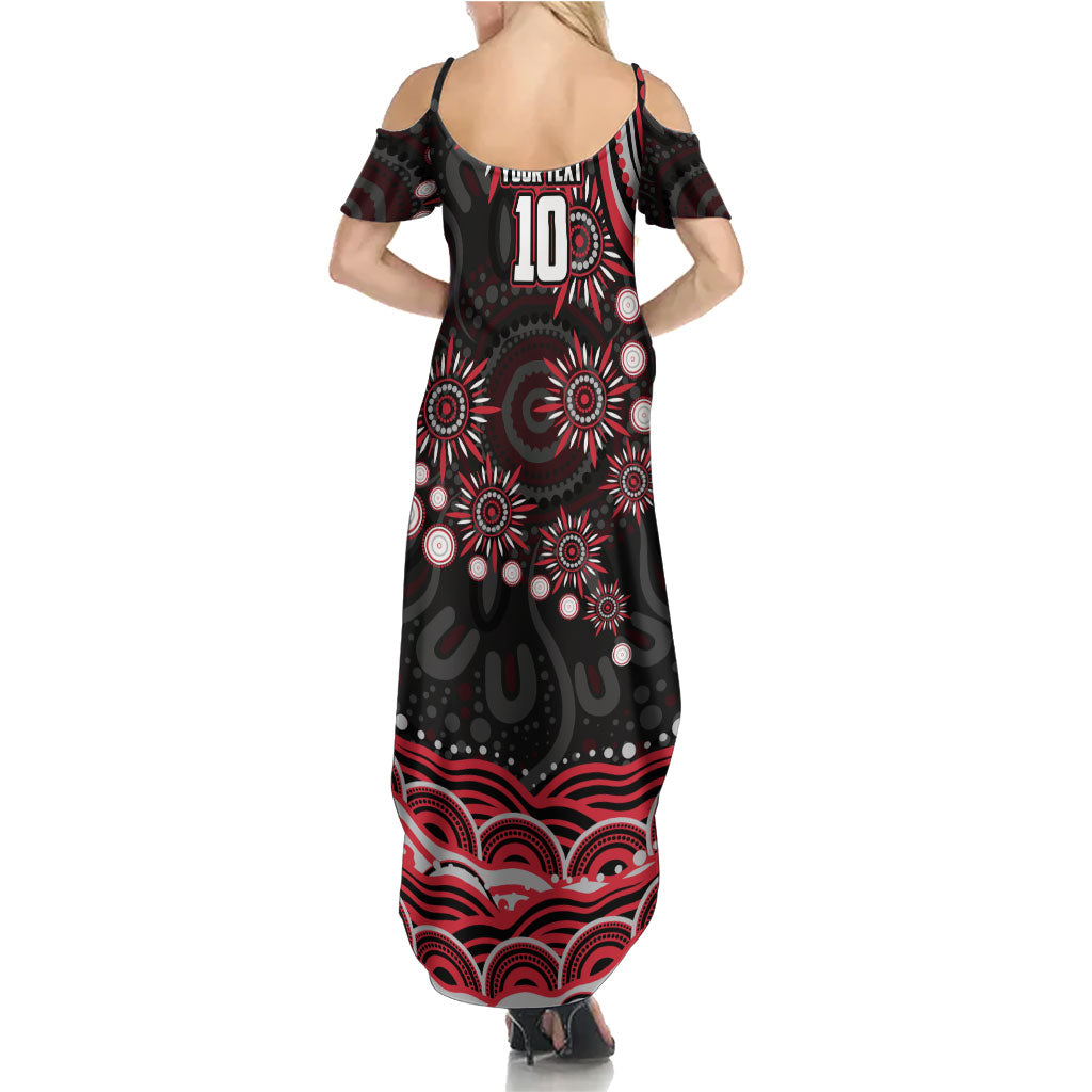 Personalized Essendon Bombers Rugby Family Matching Summer Maxi Dress and Hawaiian Shirt Aboriginal Dot Art - Dreamtime Football Mascot