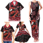 Personalized Essendon Bombers Rugby Family Matching Tank Maxi Dress and Hawaiian Shirt Aboriginal Dot Art - Dreamtime Football Mascot