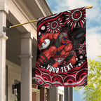 Personalized Essendon Bombers Rugby Garden Flag Aboriginal Dot Art - Dreamtime Football Mascot