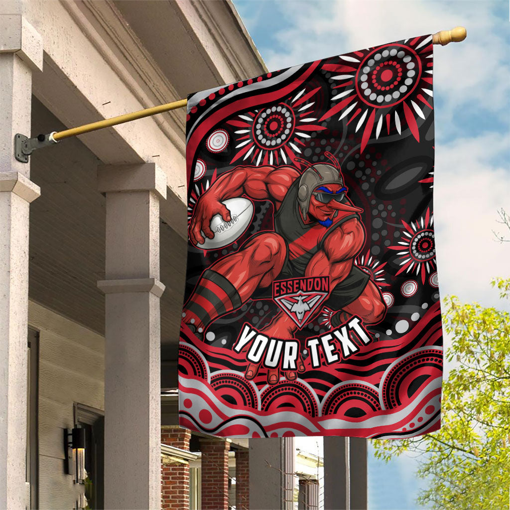 Personalized Essendon Bombers Rugby Garden Flag Aboriginal Dot Art - Dreamtime Football Mascot