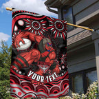 Personalized Essendon Bombers Rugby Garden Flag Aboriginal Dot Art - Dreamtime Football Mascot