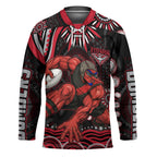 Personalized Essendon Bombers Rugby Hockey Jersey Aboriginal Dot Art - Dreamtime Football Mascot