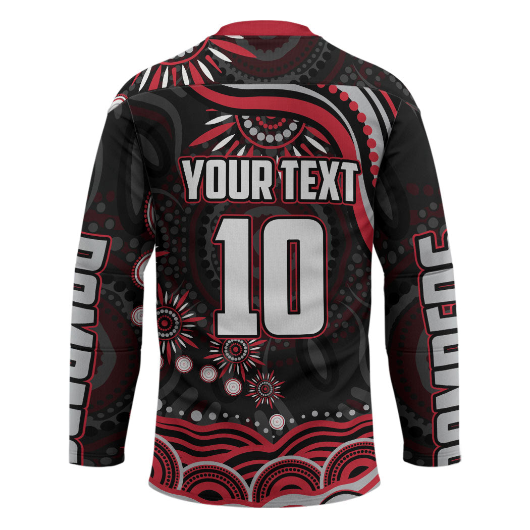 Personalized Essendon Bombers Rugby Hockey Jersey Aboriginal Dot Art - Dreamtime Football Mascot