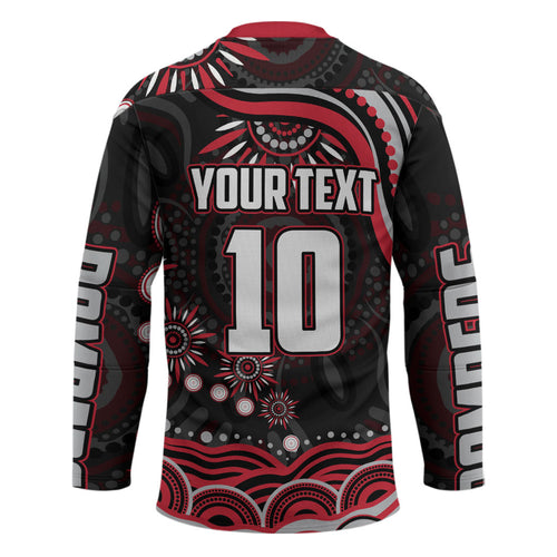 Personalized Essendon Bombers Rugby Hockey Jersey Aboriginal Dot Art - Dreamtime Football Mascot