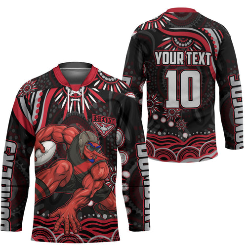 Personalized Essendon Bombers Rugby Hockey Jersey Aboriginal Dot Art - Dreamtime Football Mascot