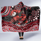 Personalized Essendon Bombers Rugby Hooded Blanket Aboriginal Dot Art - Dreamtime Football Mascot