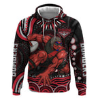 Personalized Essendon Bombers Rugby Hoodie Aboriginal Dot Art - Dreamtime Football Mascot