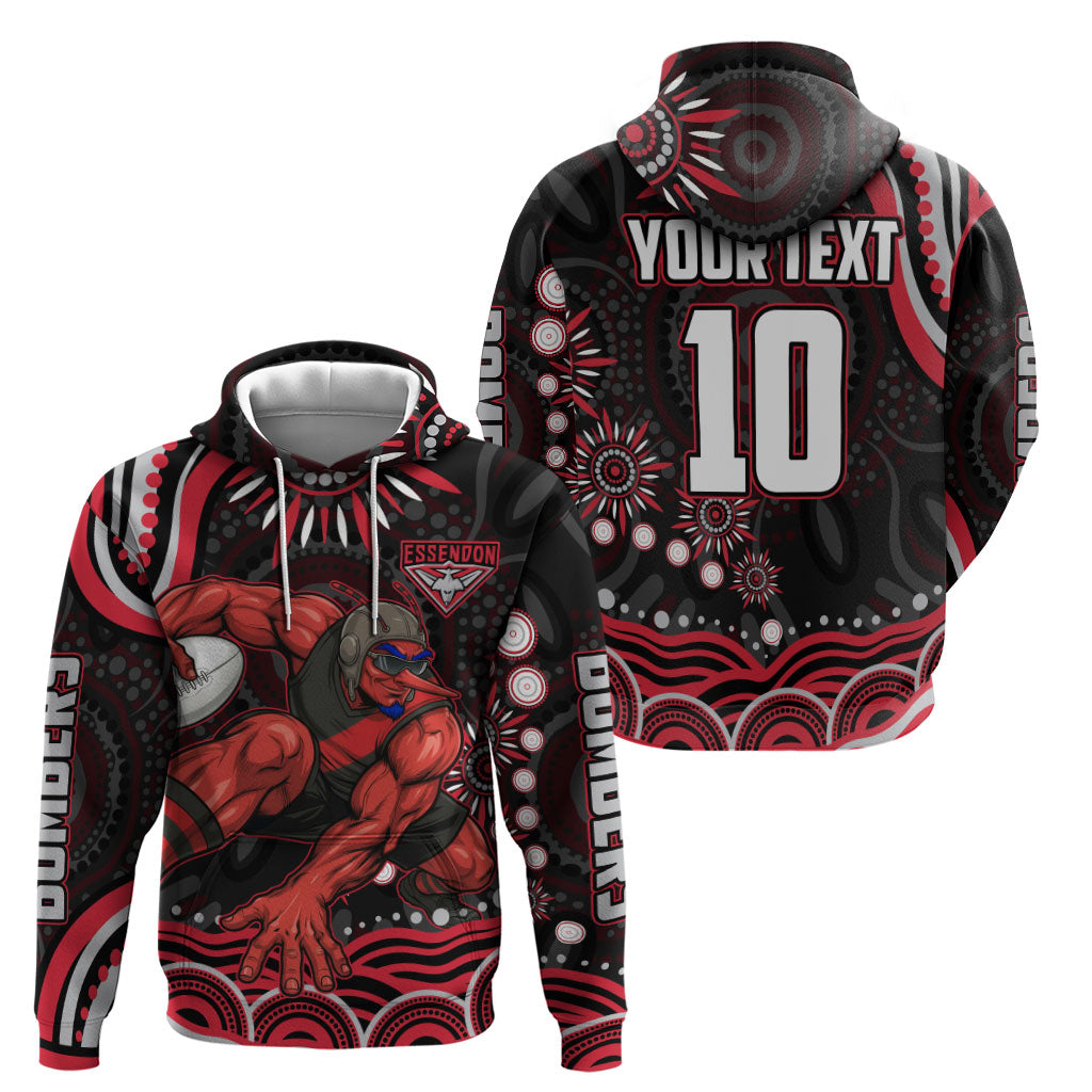 Personalized Essendon Bombers Rugby Hoodie Aboriginal Dot Art - Dreamtime Football Mascot
