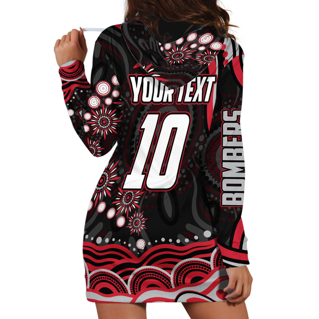 Personalized Essendon Bombers Rugby Hoodie Dress Aboriginal Dot Art - Dreamtime Football Mascot