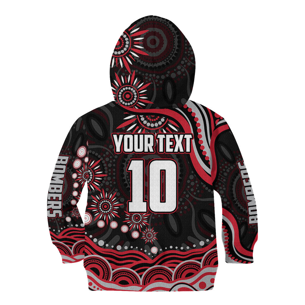 Personalized Essendon Bombers Rugby Kid Hoodie Aboriginal Dot Art - Dreamtime Football Mascot